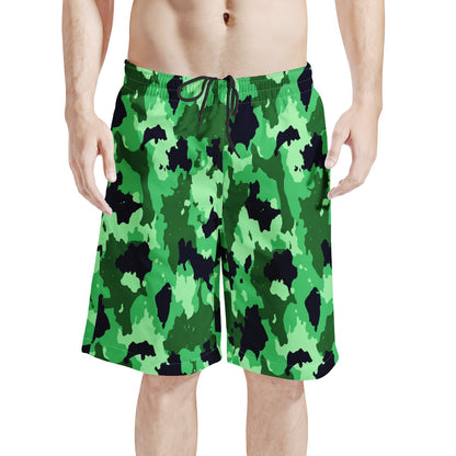 Men's Board Shorts | Men's All Over Print Board Shorts - Green Camo