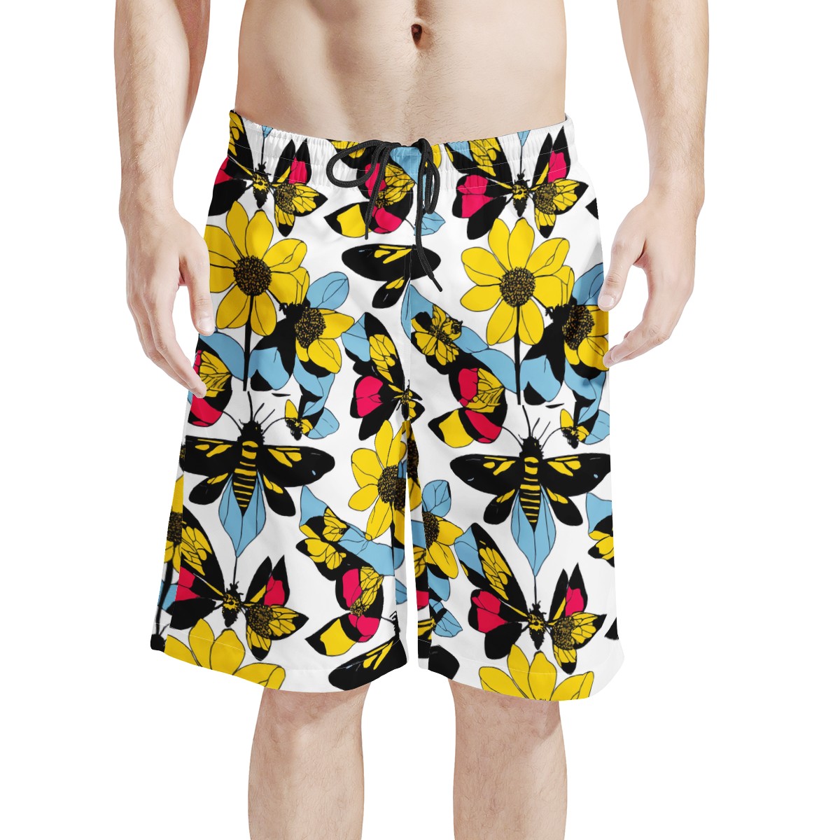 Bees and Sunflowers Men's All Over Print Board Shorts