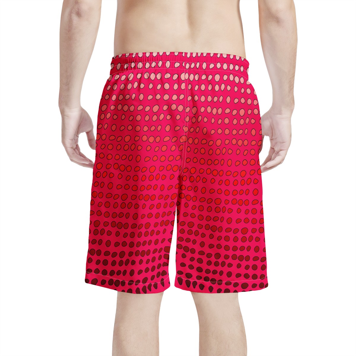 Men's All Over Print Board Shorts - African Mudcloth #7 Red Gradient - Luxtrini, LLC