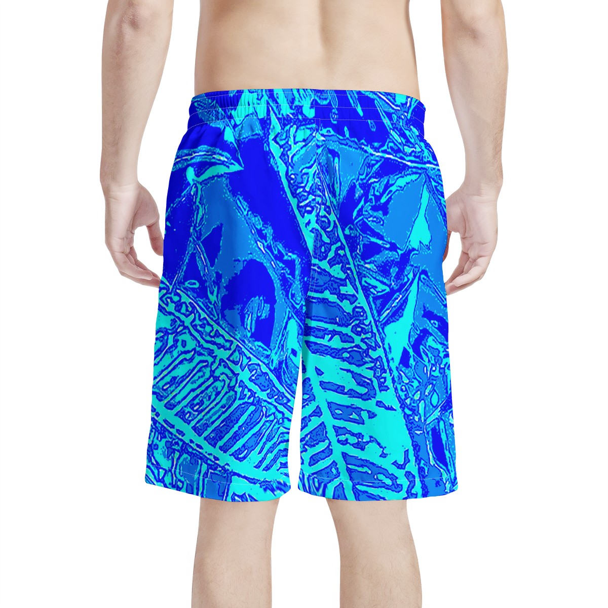 Men's All Over Print Board Shorts -Vibrant Blue Croton - Luxtrini, LLC