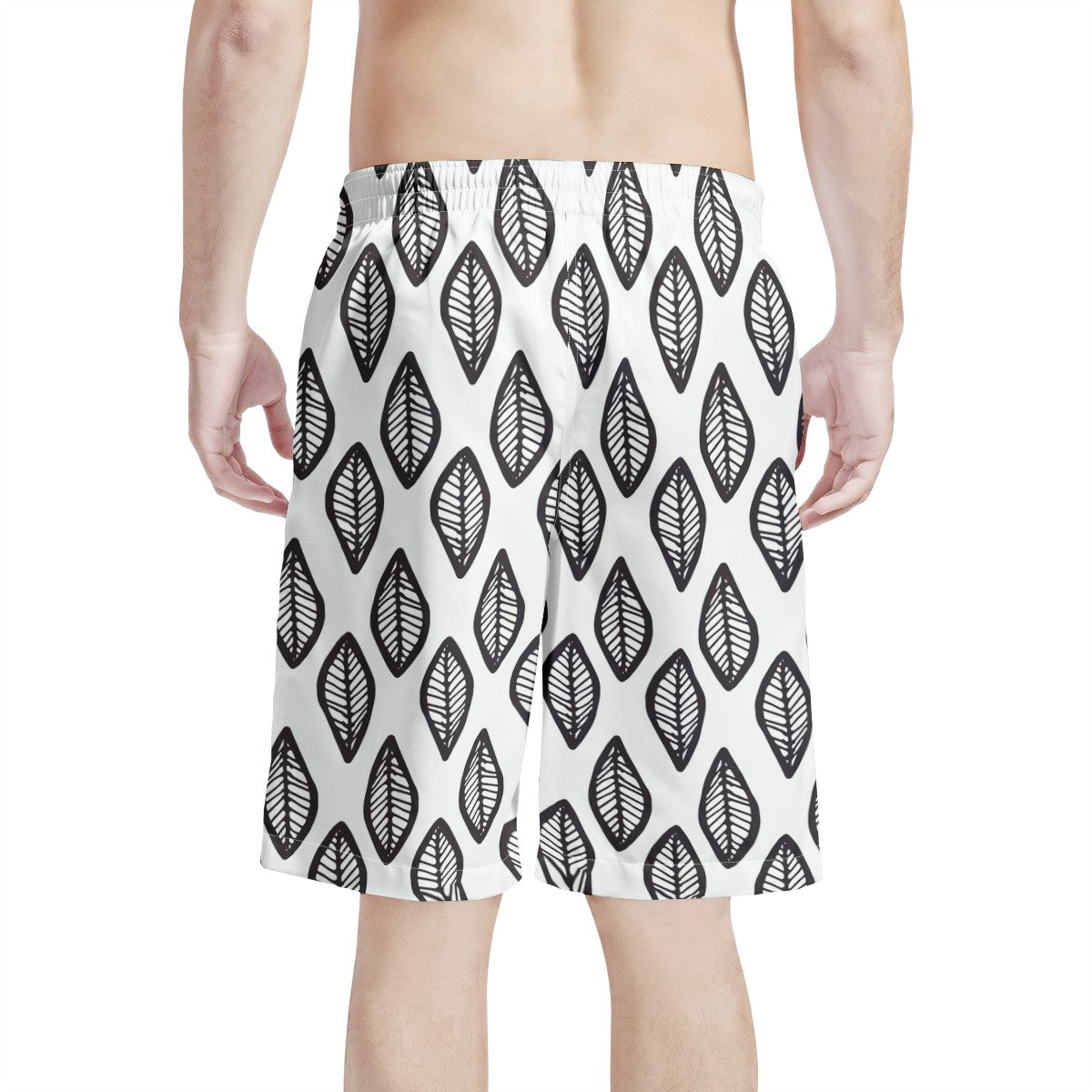 Men's All Over Print Board Shorts - African Mud Print #16 Black and White - Luxtrini, LLC