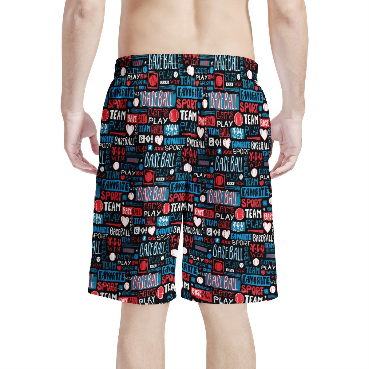 Men's All Over Print Board Shorts - Baseball Motif #3 - Luxtrini, LLC