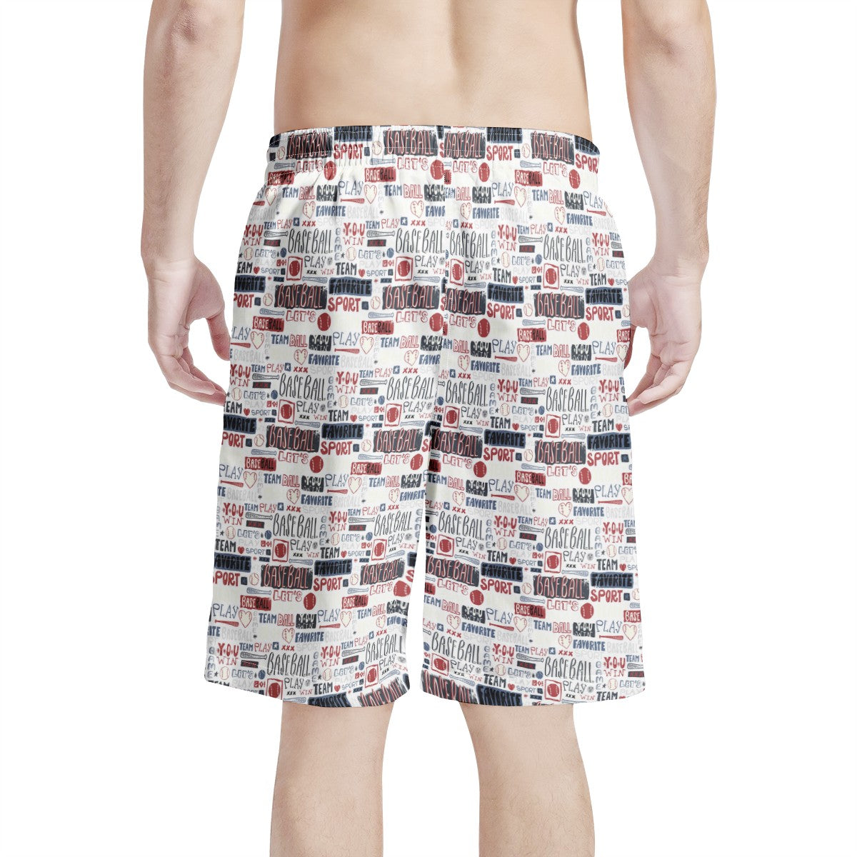 Men's All Over Print Board Shorts - Baseball Motif #5 - Luxtrini, LLC