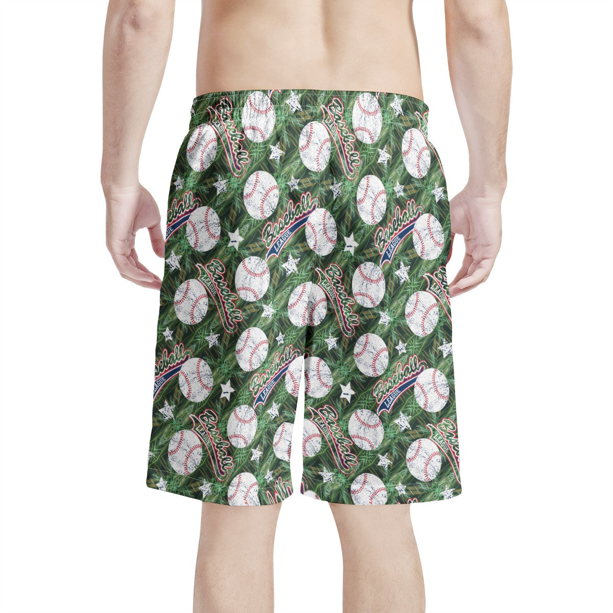 Men's All Over Print Board Shorts - Baseball Motif #1 - Luxtrini, LLC