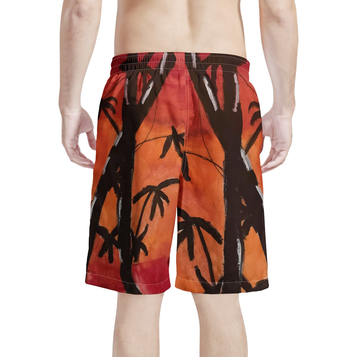 Men's All Over Print Board Shorts - Bamboo at Sunset - Luxtrini, LLC