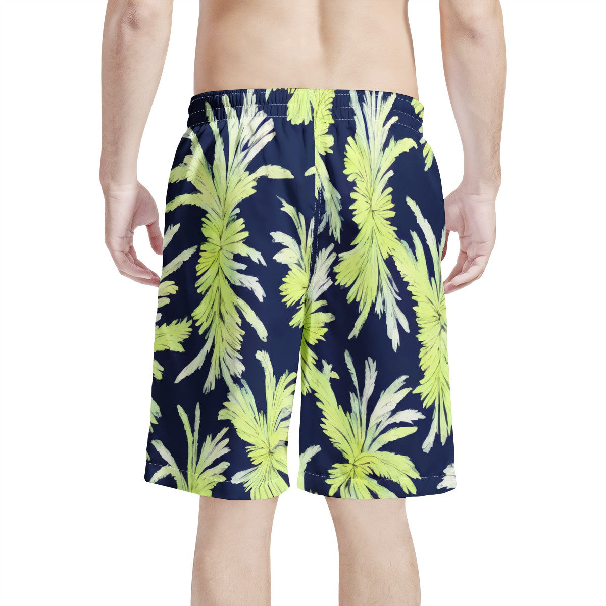 Puakenikeni - Lime Green and Black Men's All Over Print Board Shorts - Luxtrini, LLC