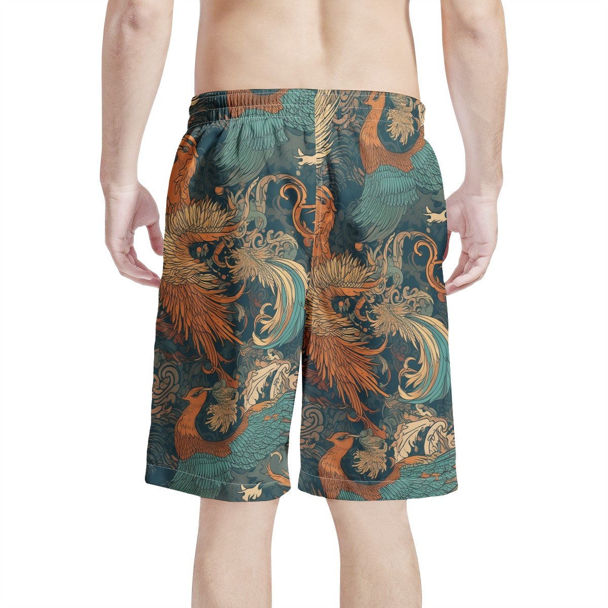 Majestic Dragon and Graceful Phoenix Men's All Over Print Board Shorts