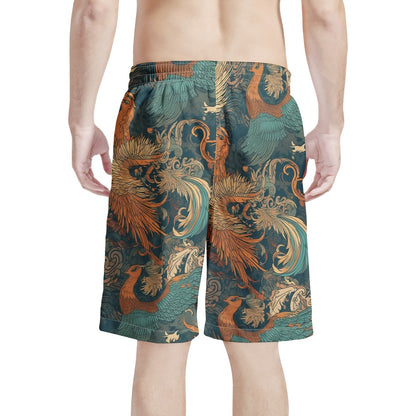 Majestic Dragon and Graceful Phoenix Men's All Over Print Board Shorts