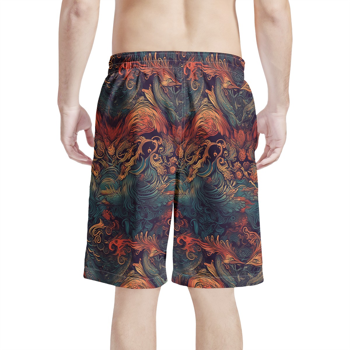 Majestic Dragon and Ethereal Phoenix Men's All Over Print Board Shorts