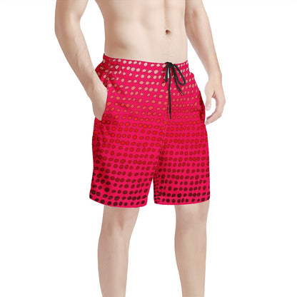 Men's All Over Print Board Shorts - African Mudcloth #7 Red Gradient - Luxtrini, LLC