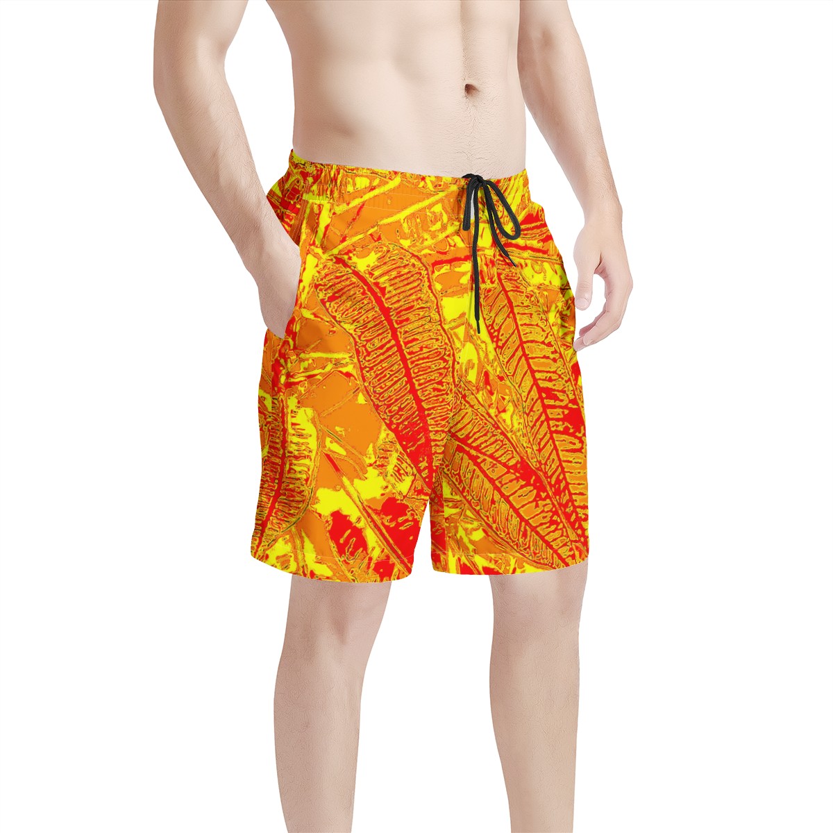 Men's All Over Print Board Shorts - Orange Croton - Luxtrini, LLC