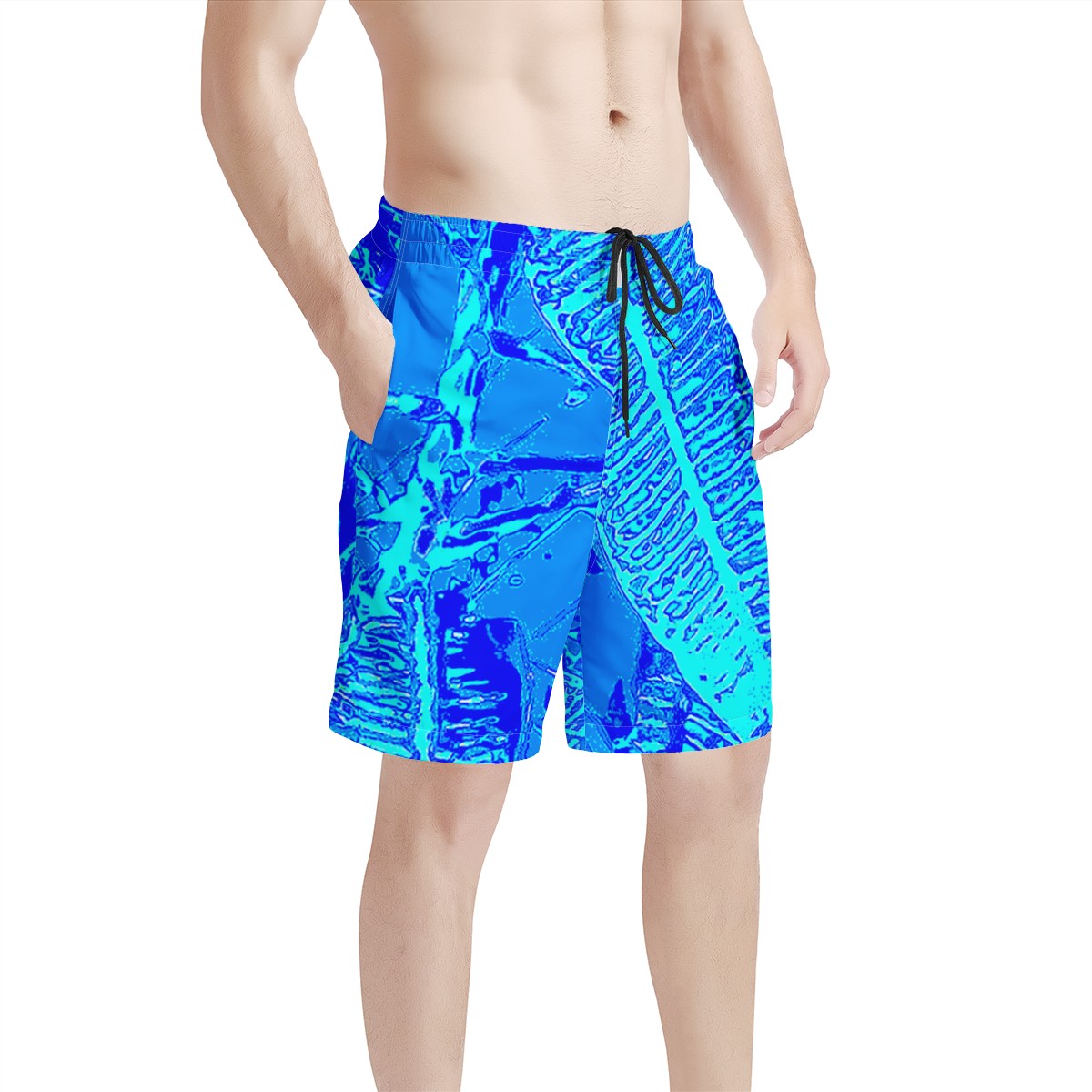 Men's All Over Print Board Shorts -Vibrant Blue Croton - Luxtrini, LLC