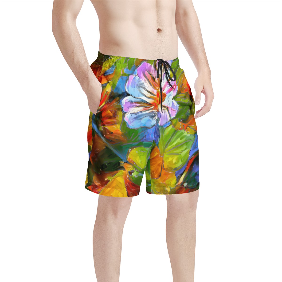 Men's All Over Print Board Shorts - Petunia Flower - Luxtrini, LLC