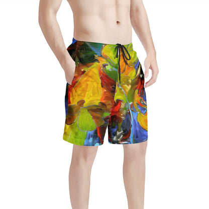 Men's All Over Print Board Shorts - Petunia Flower - Luxtrini, LLC