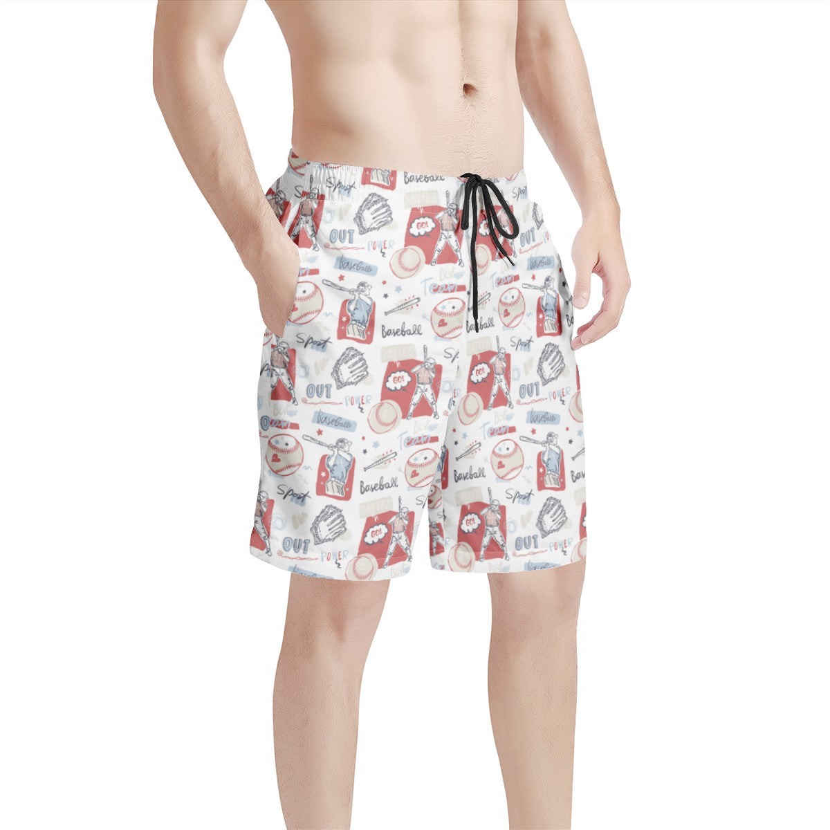 Men's All Over Print Board Shorts - Baseball Motif #2 - Luxtrini, LLC