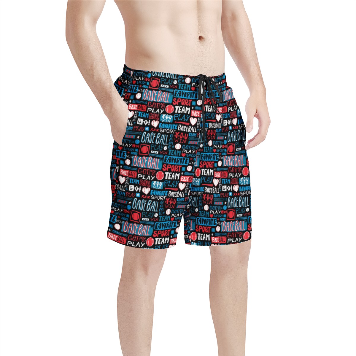 Men's All Over Print Board Shorts - Baseball Motif #3 - Luxtrini, LLC