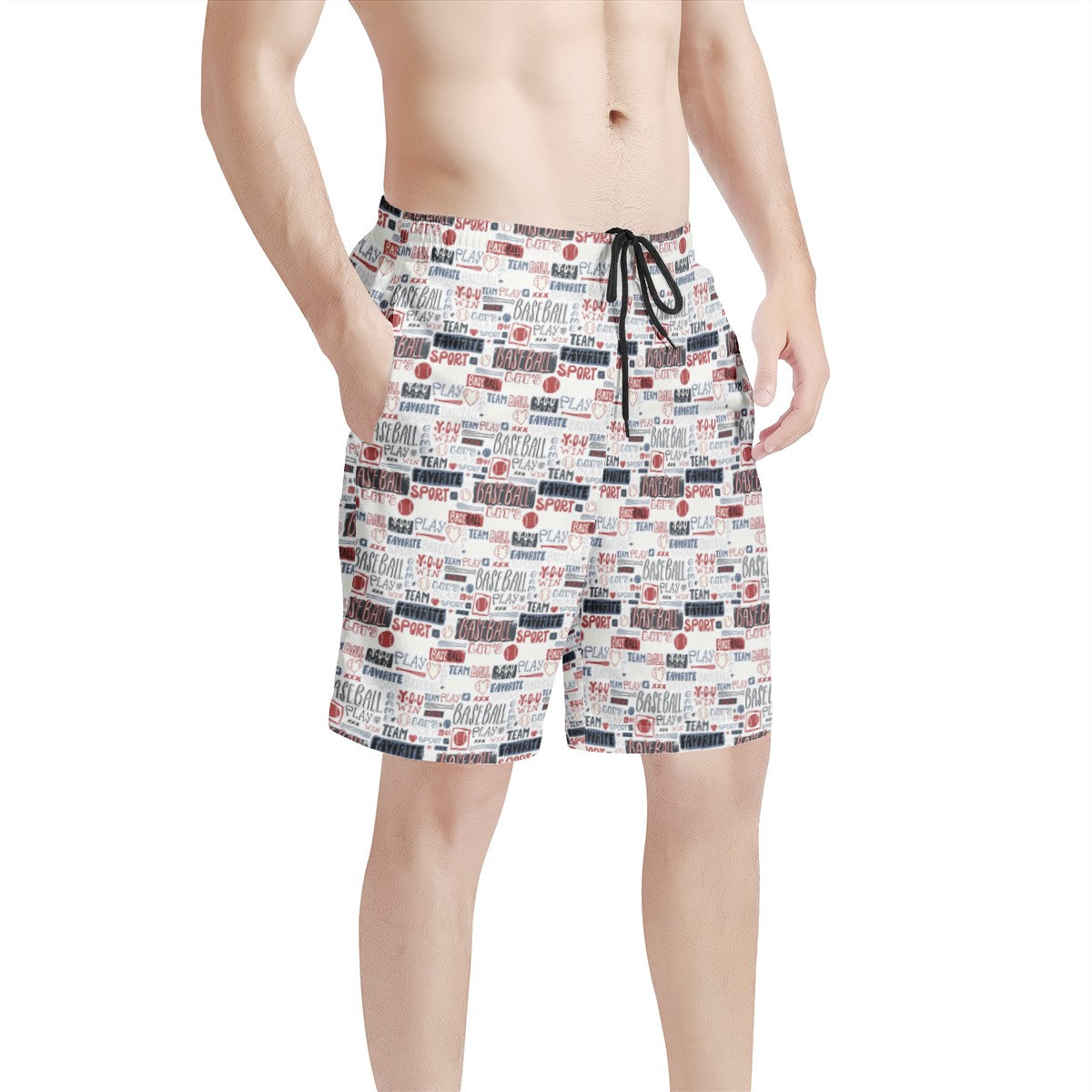 Men's All Over Print Board Shorts - Baseball Motif #5 - Luxtrini, LLC