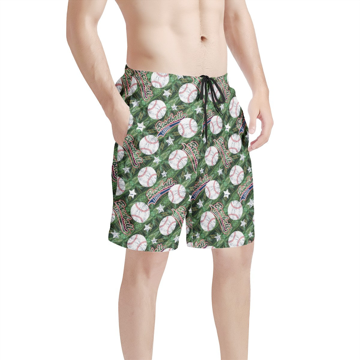 Men's All Over Print Board Shorts - Baseball Motif #1 - Luxtrini, LLC