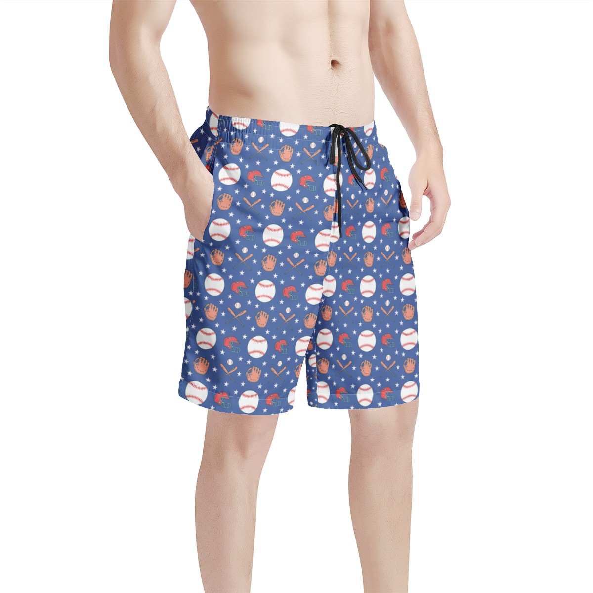 Men's All Over Print Board Shorts - Baseball Motif #4 - Luxtrini, LLC