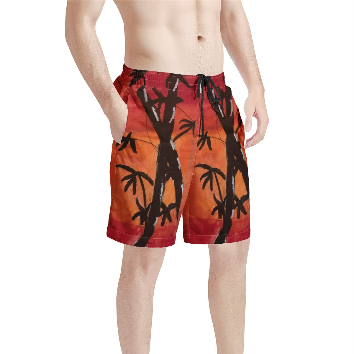 Men's All Over Print Board Shorts - Bamboo at Sunset - Luxtrini, LLC