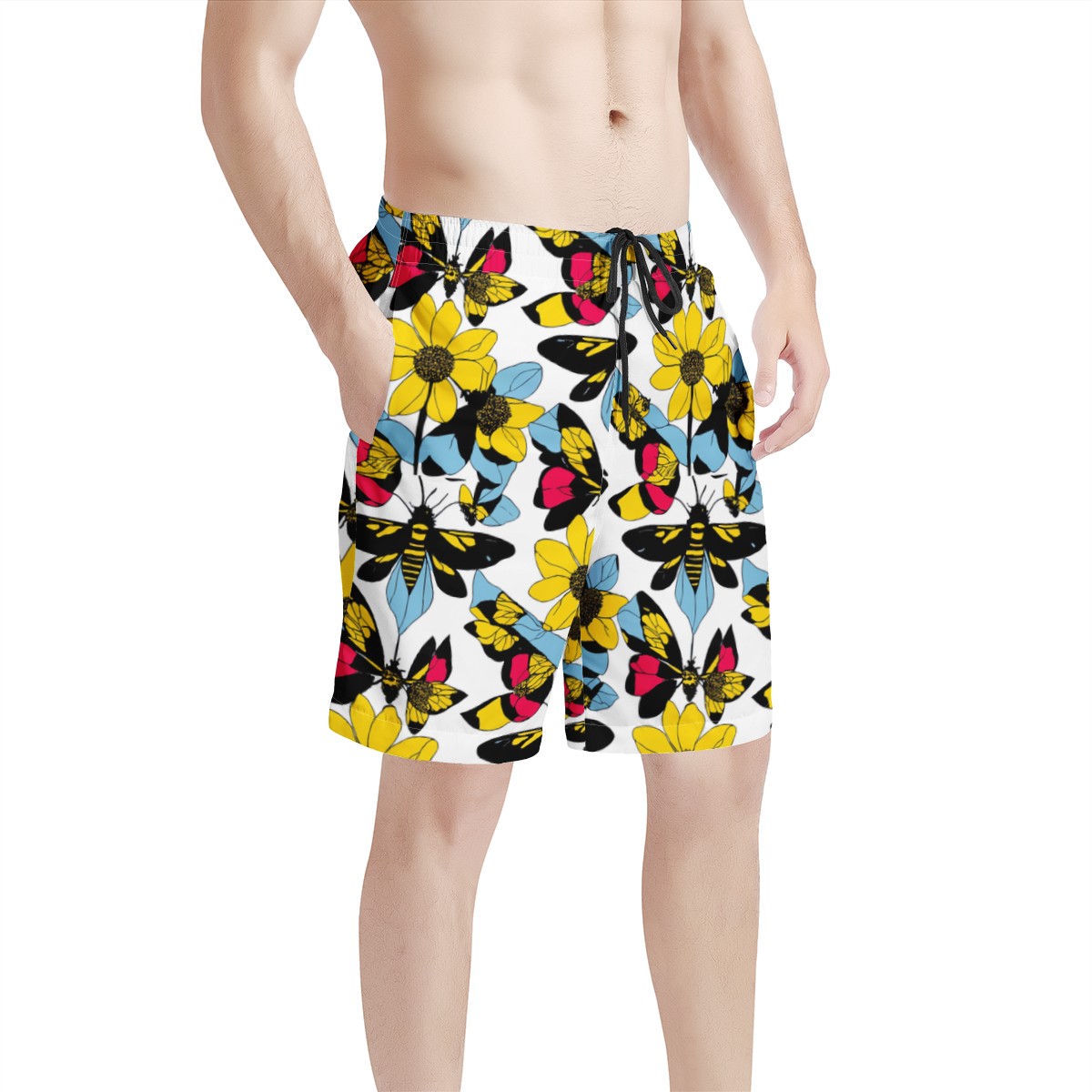 Bees and Sunflowers Men's All Over Print Board Shorts