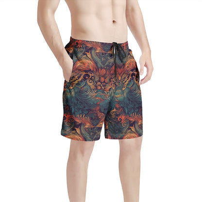 Majestic Dragon and Ethereal Phoenix Men's All Over Print Board Shorts