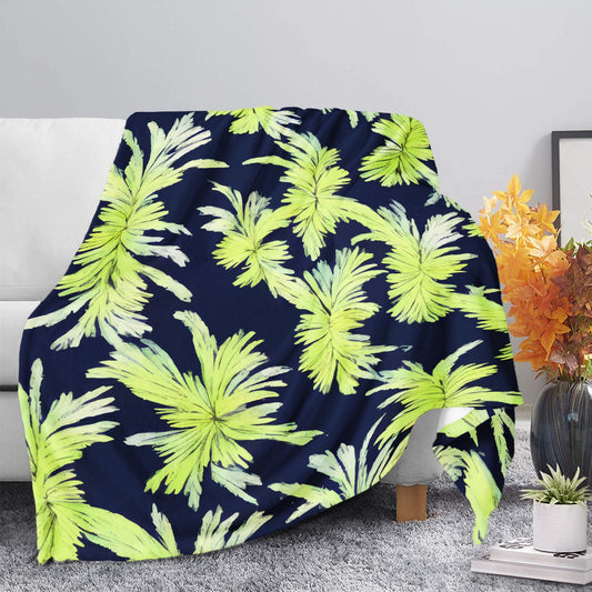 Puakenikeni - Lime Green and Black Blankets - Luxtrini, LLC