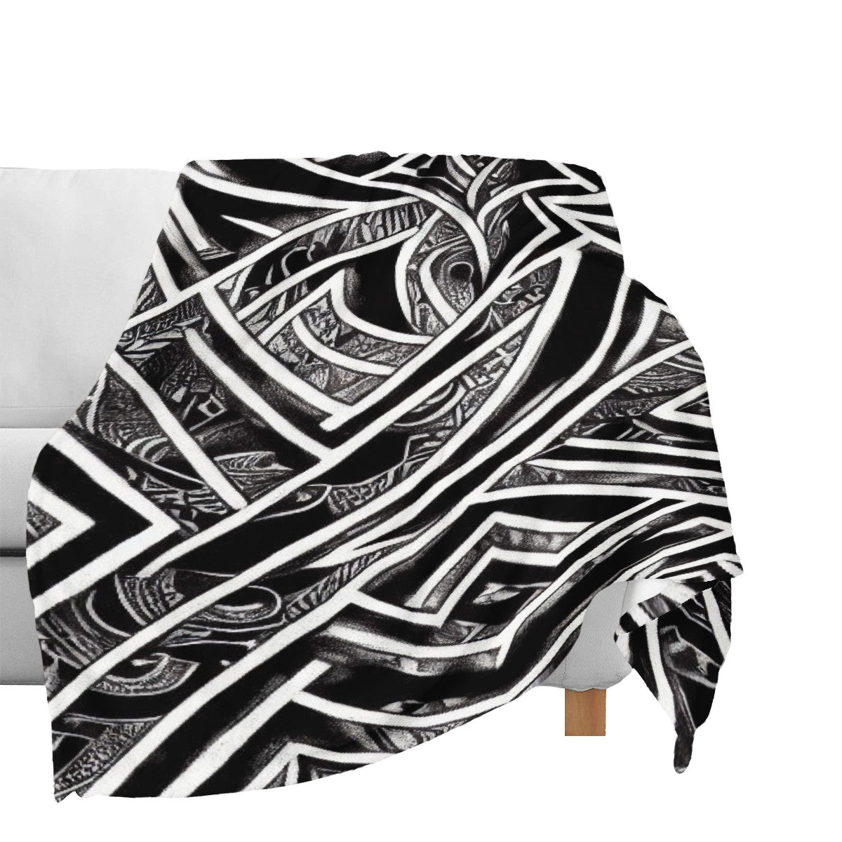 Black and White Polynesian Blankets