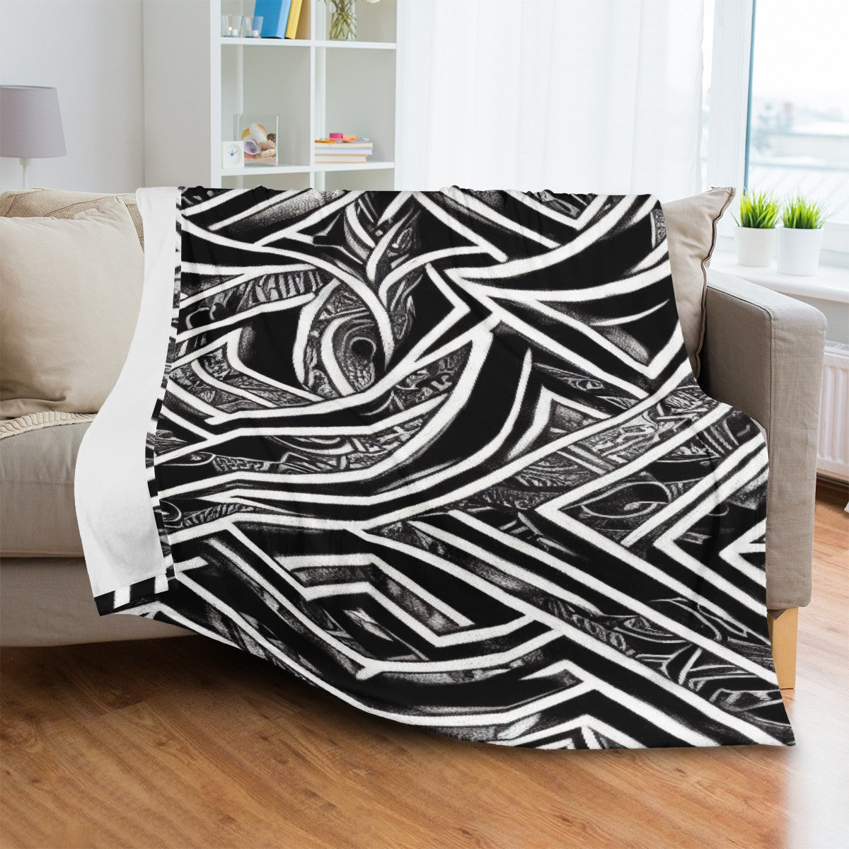 Black and White Polynesian Blankets