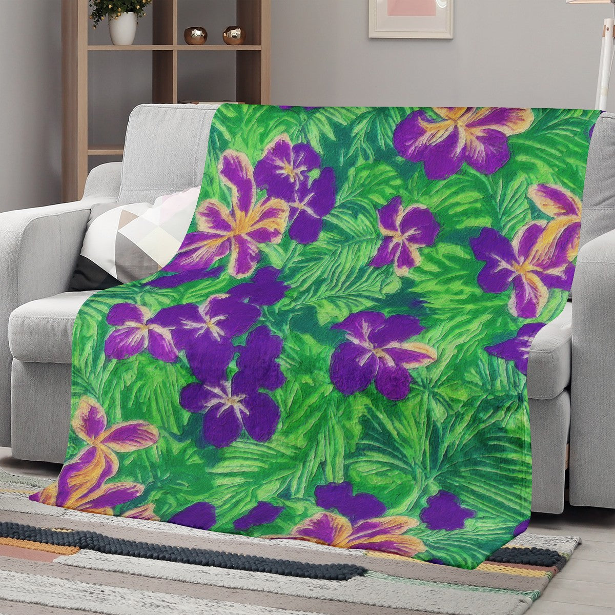 Blue Flag Iris on Green Blankets - Luxtrini, LLC