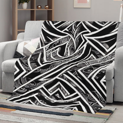 Black and White Polynesian Blankets