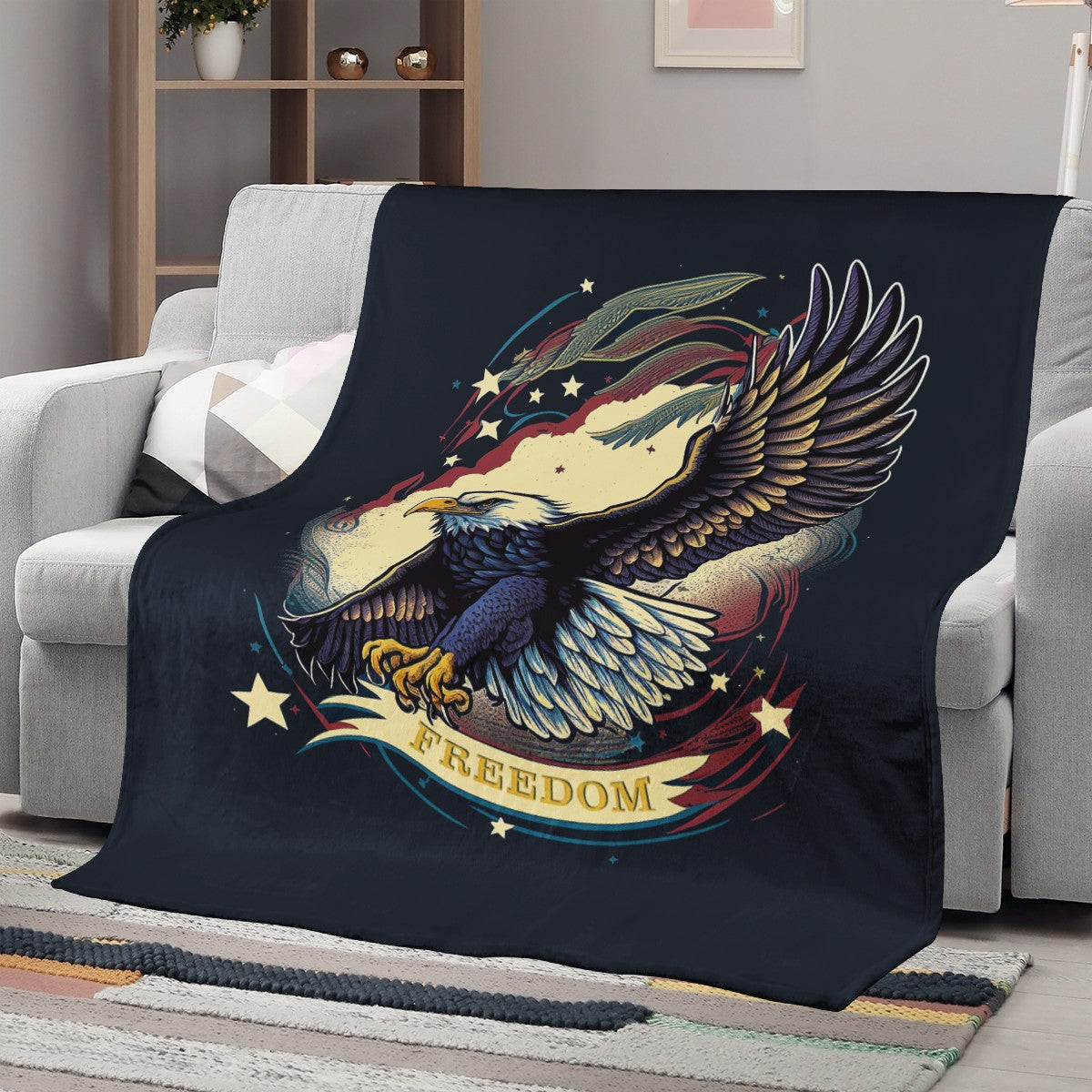 Freedom Flyer: Celebrating the Bald Eagle as a Symbol of Freedom and Strength in the USA Blankets