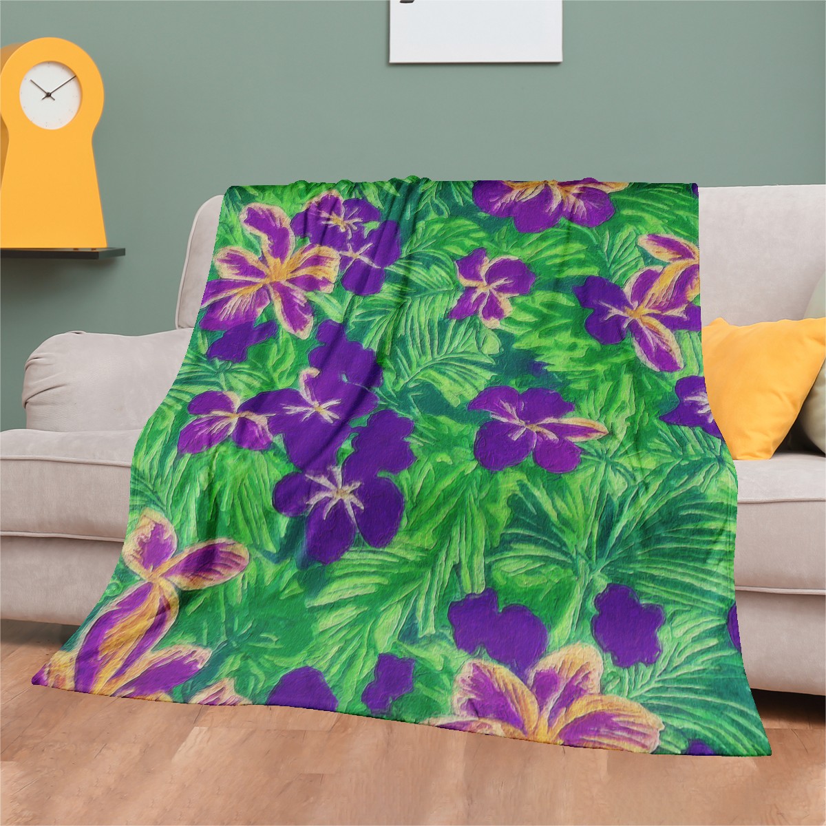 Blue Flag Iris on Green Blankets - Luxtrini, LLC