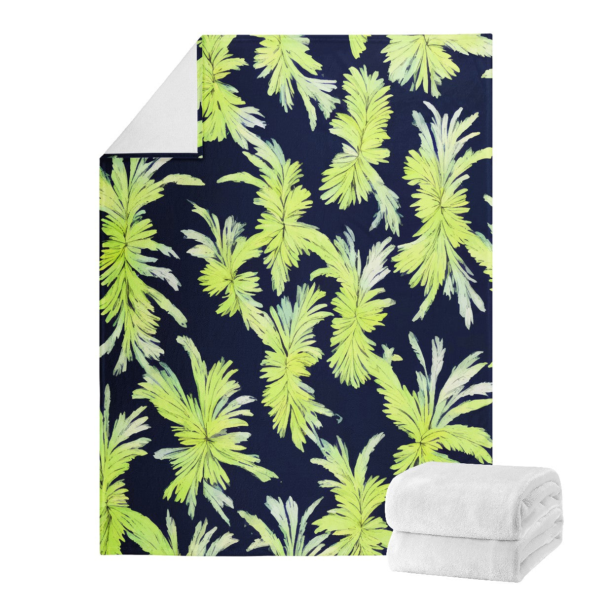 Puakenikeni - Lime Green and Black Blankets - Luxtrini, LLC