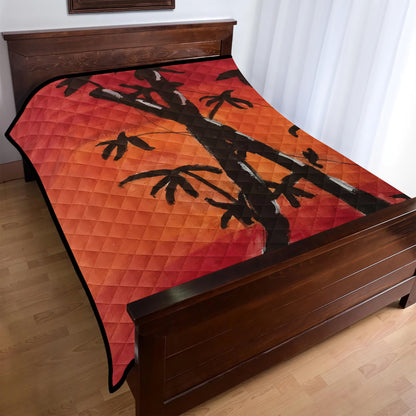 Bamboo at Sunset Quilt Bed Black