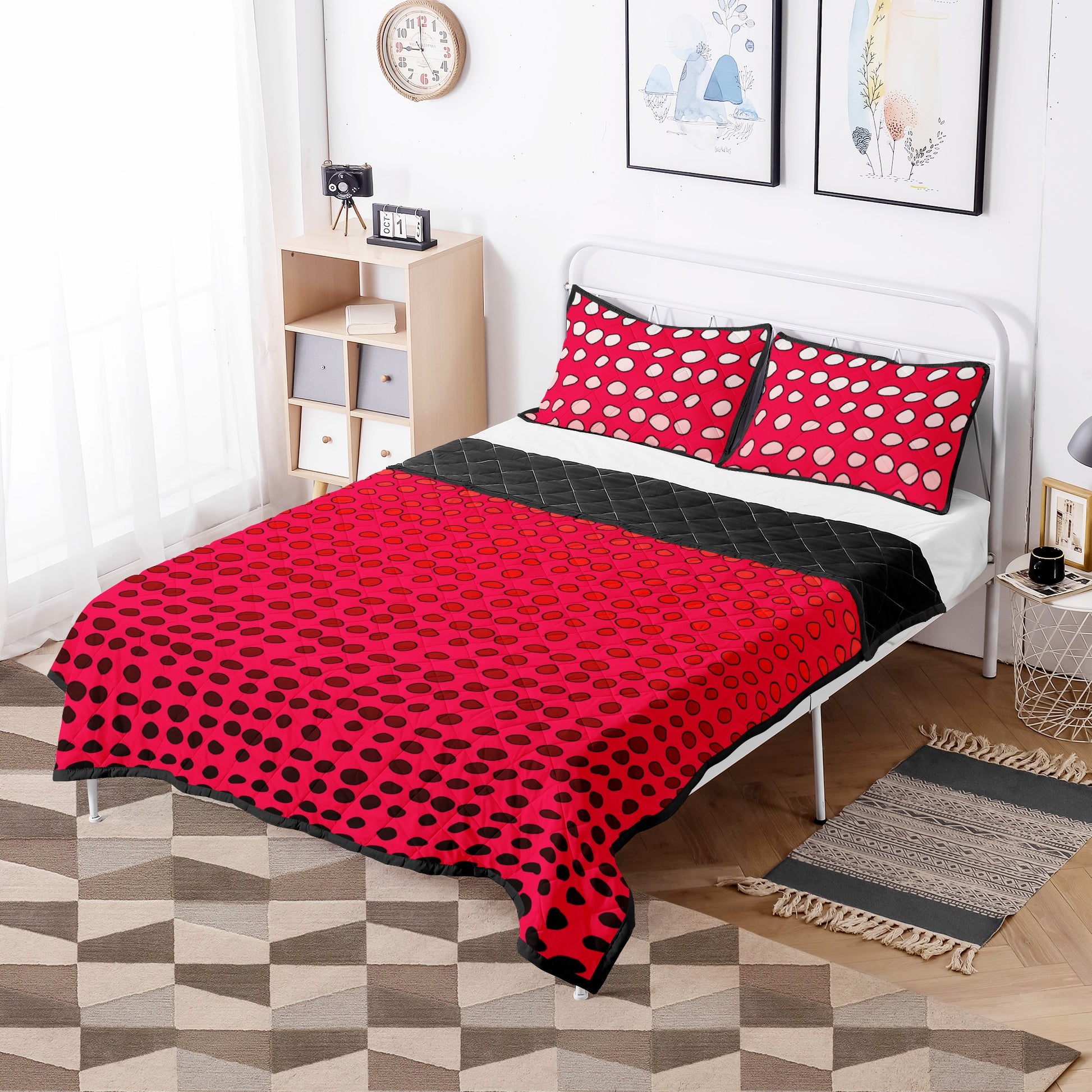 Quilt Bed Set - African Mud Print #7 Red Gradient - Luxtrini, LLC