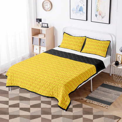 Quilt Bed Set - African Mud Print #14 Yellow - Luxtrini, LLC