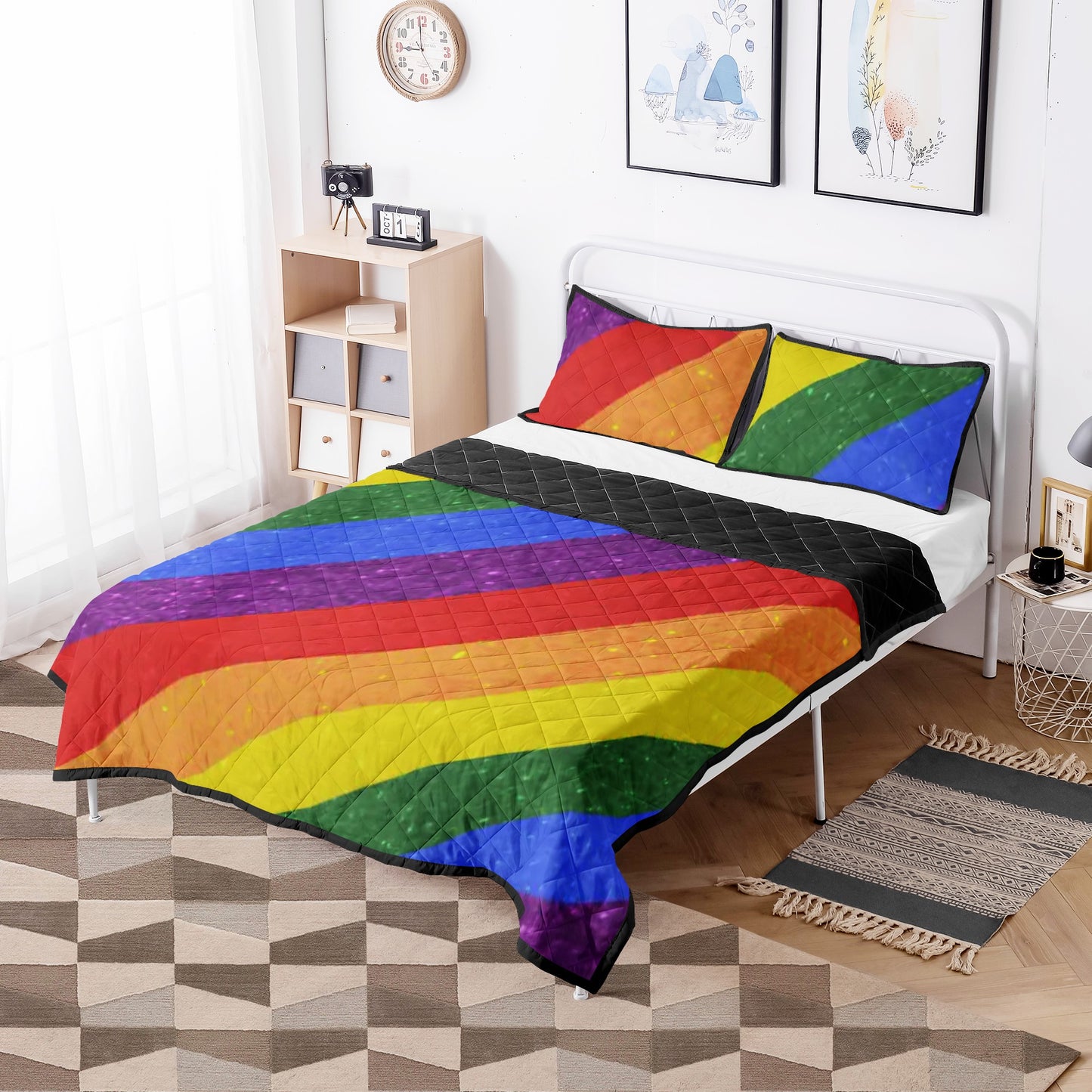 Quilt Bed Set - LGBT Pride Motif Pattern - Luxtrini, LLC