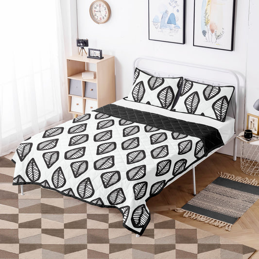 Quilt Bed Set - African Mud Print #16 Black and White - Luxtrini, LLC