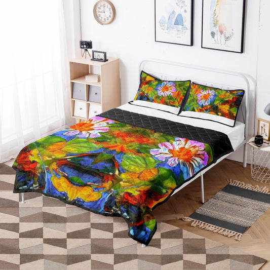 Quilt Bed Set - Petunia Flower - Luxtrini, LLC