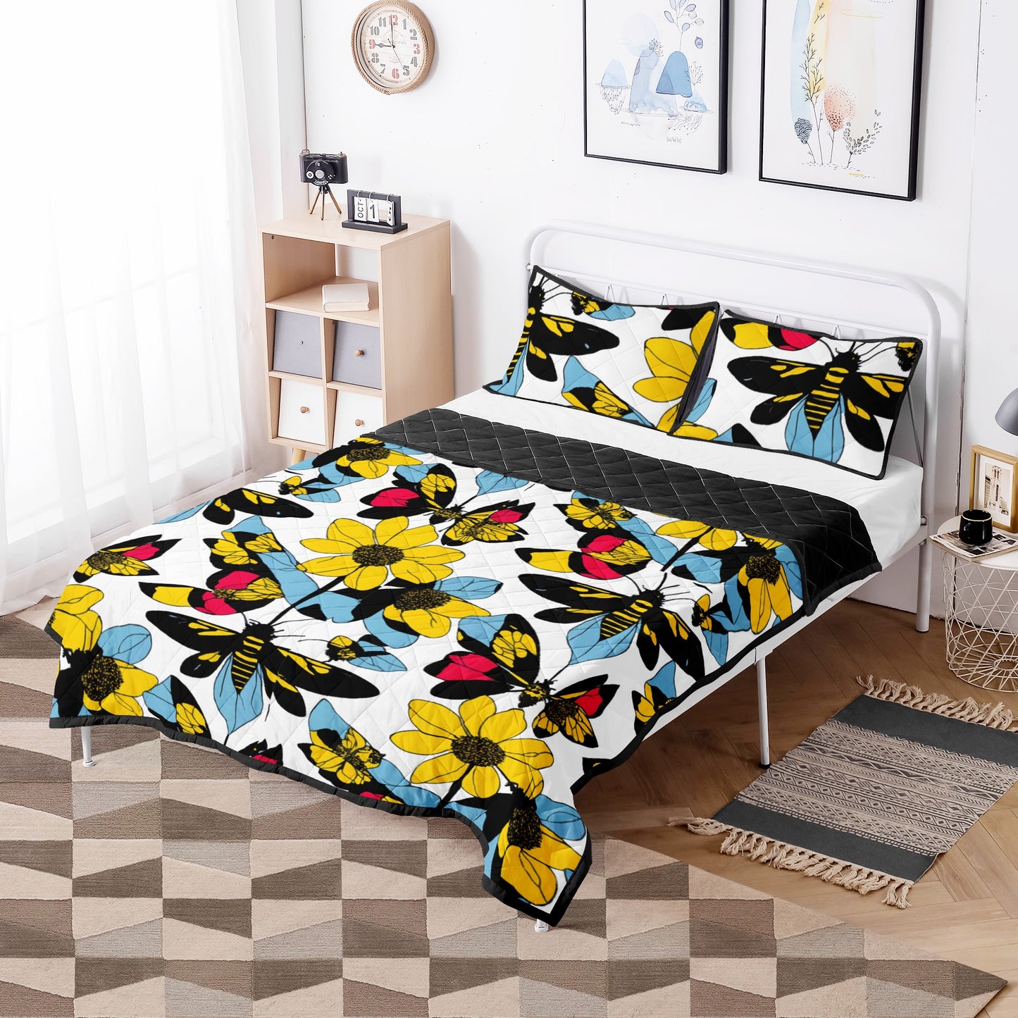 Bees and Sunflowers Quilt Bed Set