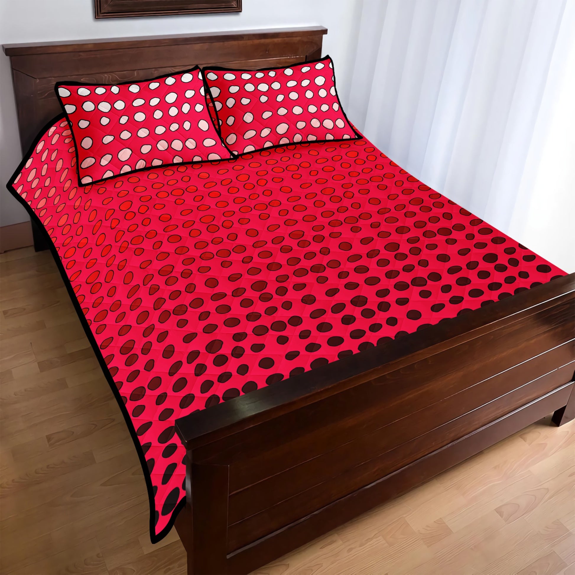 Quilt Bed Set - African Mud Print #7 Red Gradient - Luxtrini, LLC