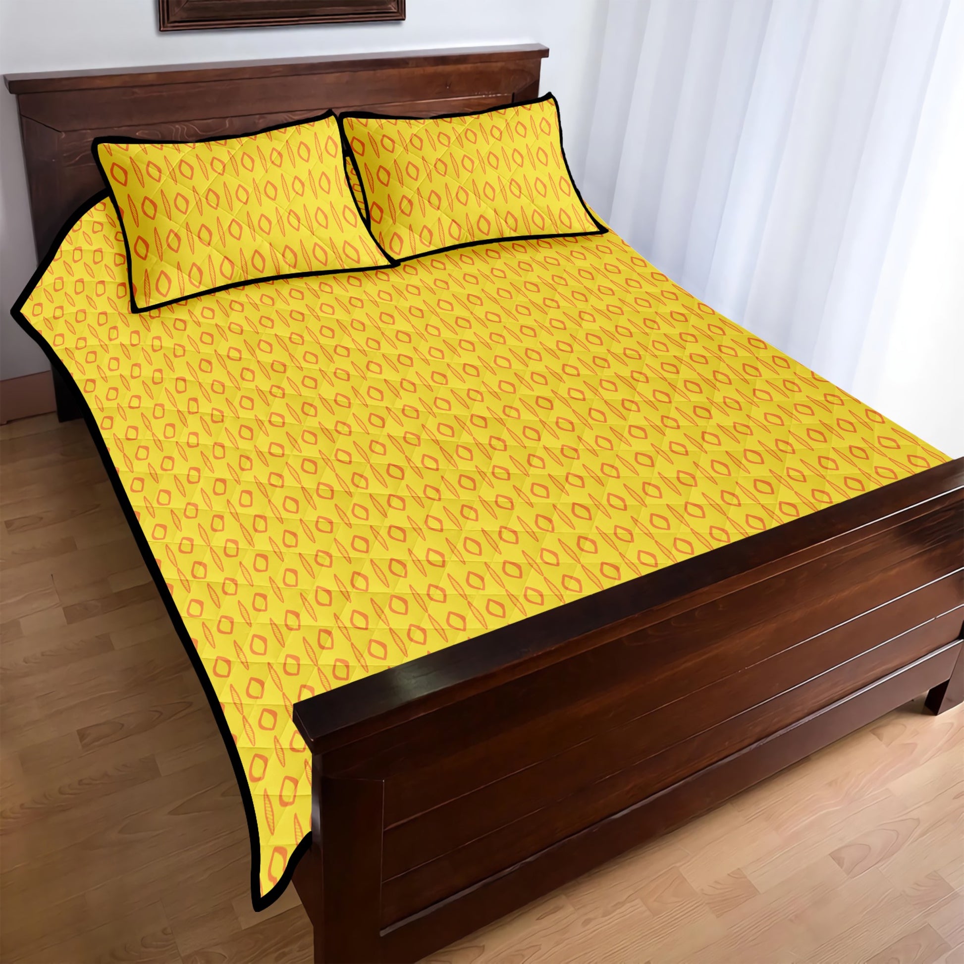 Quilt Bed Set - African Mud Print #14 Yellow - Luxtrini, LLC