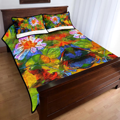 Quilt Bed Set - Petunia Flower - Luxtrini, LLC