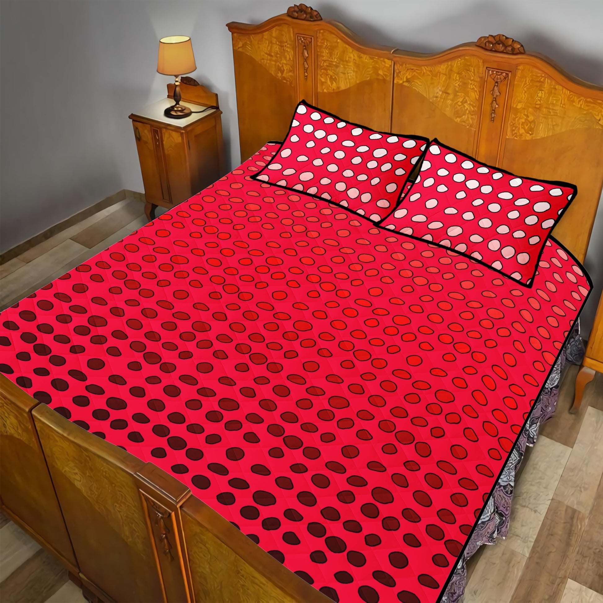 Quilt Bed Set - African Mud Print #7 Red Gradient - Luxtrini, LLC