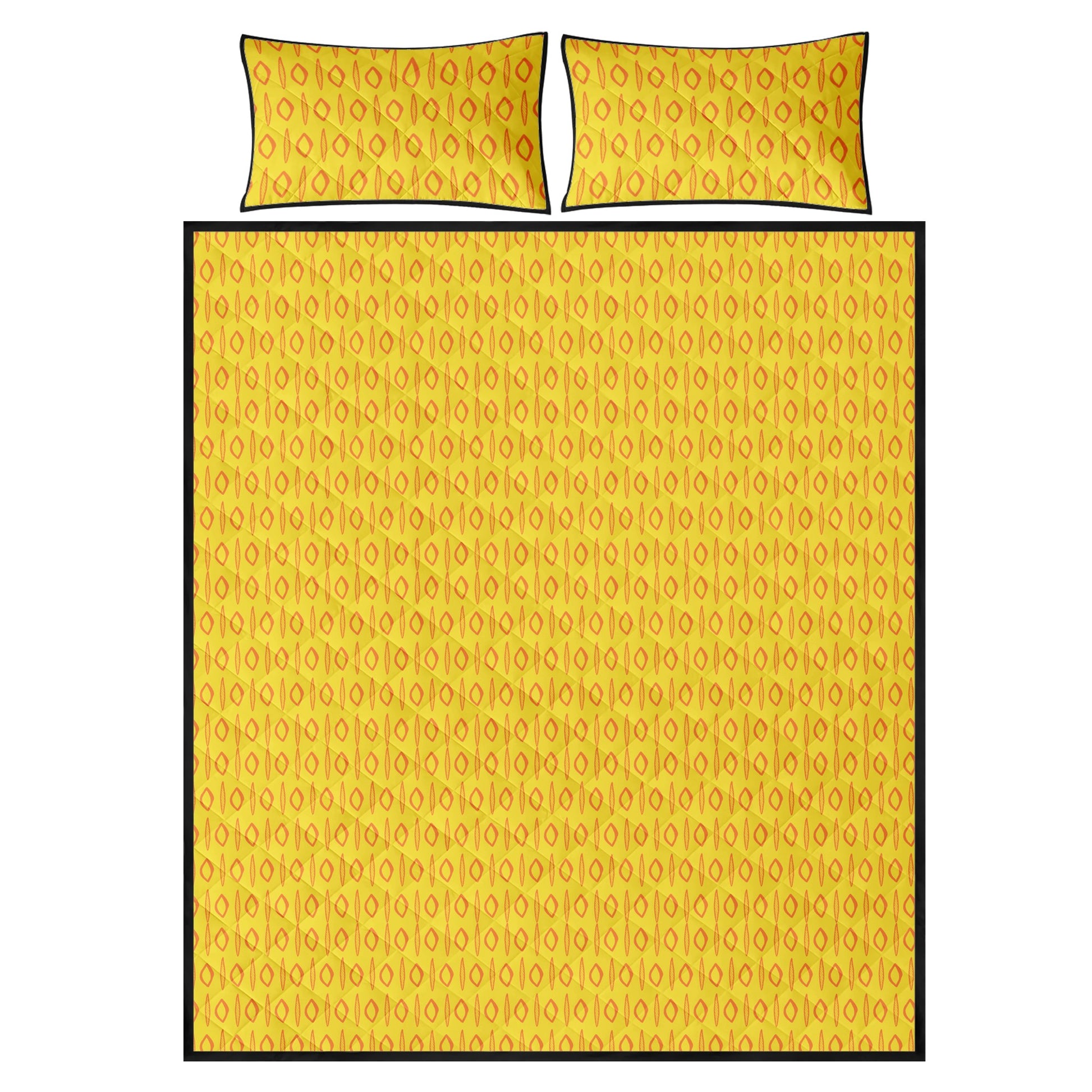 Quilt Bed Set - African Mud Print #14 Yellow - Luxtrini, LLC