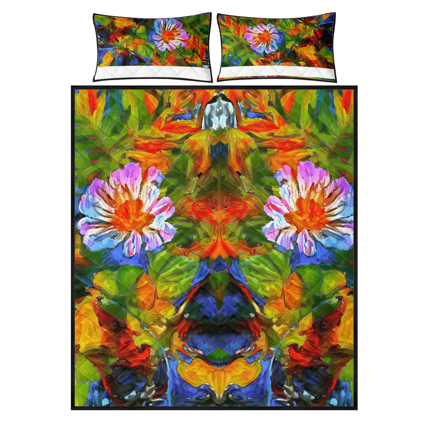 Quilt Bed Set - Petunia Flower - Luxtrini, LLC