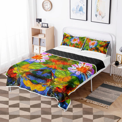 Quilt Bed Set - Petunia Flower - Luxtrini, LLC