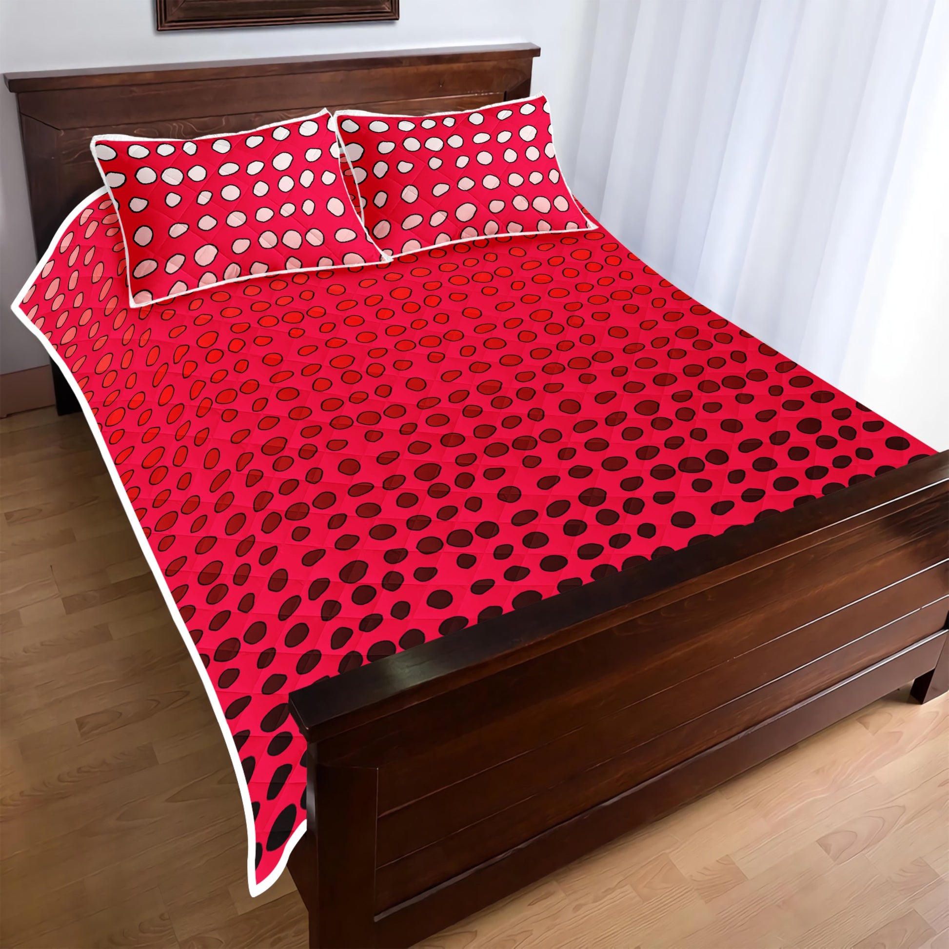 Quilt Bed Set - African Mud Print #7 Red Gradient - Luxtrini, LLC