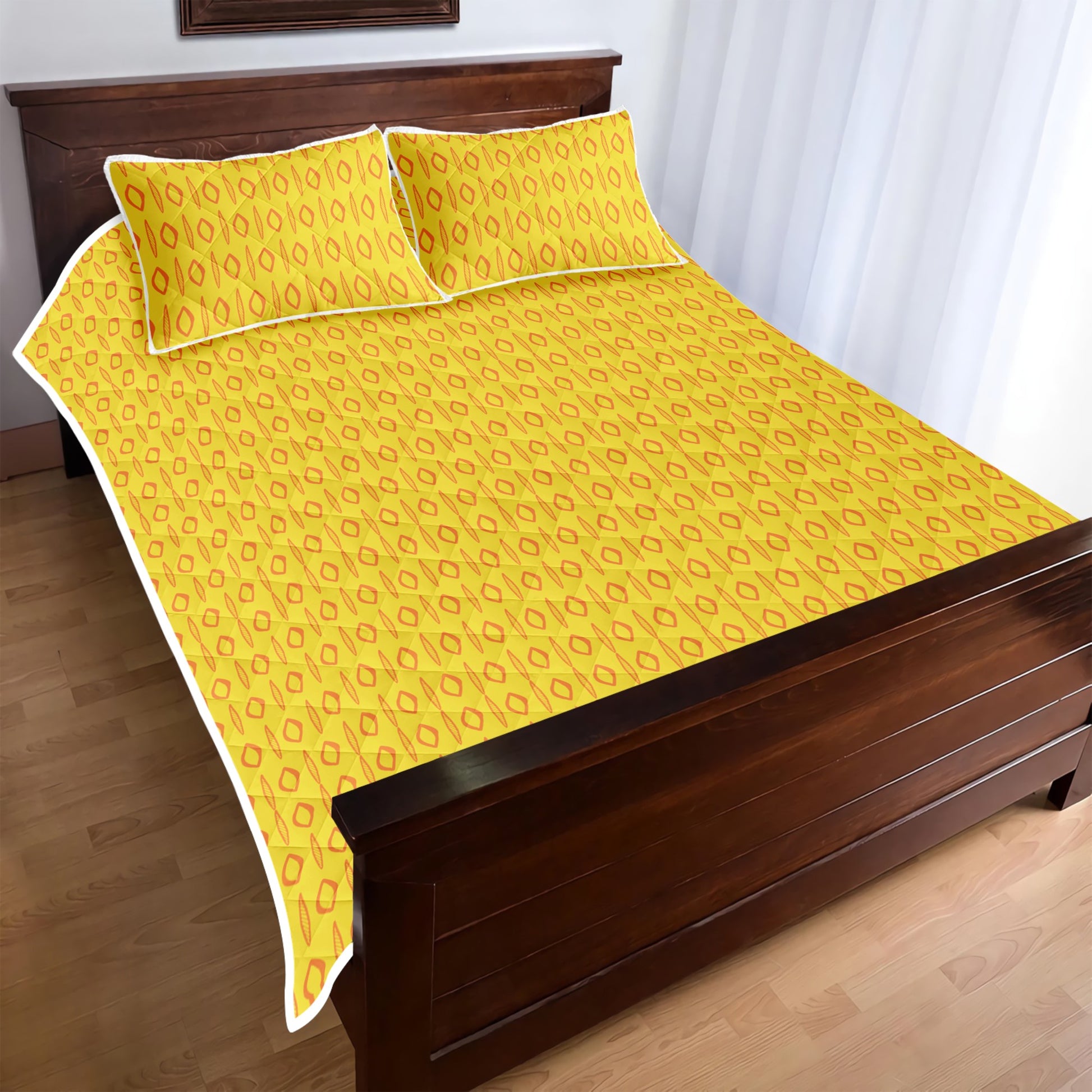 Quilt Bed Set - African Mud Print #14 Yellow - Luxtrini, LLC